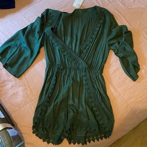Emerald Green Lace Romper